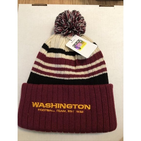 Washington Football Team Winter Pom Hat Adult Beanie Waffle Knitted - Picture 1 of 6